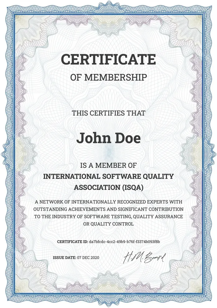 ISQA certificate